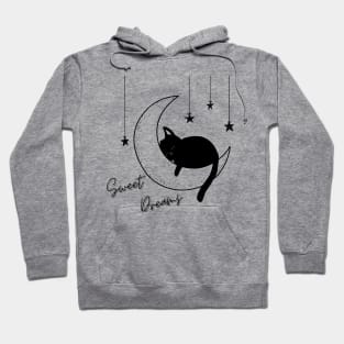 Sweet Dreams Kitty Cat - Black Print Hoodie